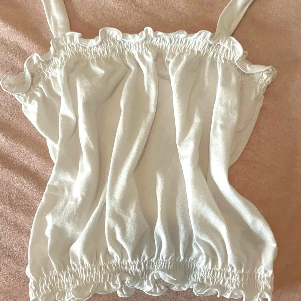 White Ruffled Tank Top